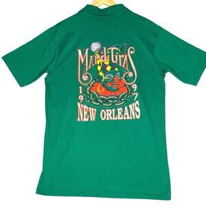 Vintage Mardi Gras Polo Shirt 1997 Mens M Green Deadstock 90s‎ Festival Rare NWT